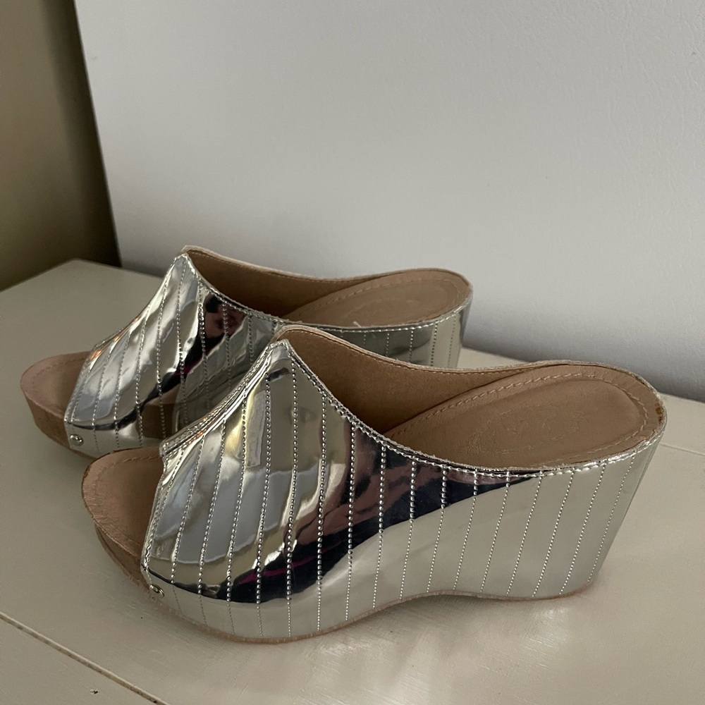 Malina Metallic Silver Wedges